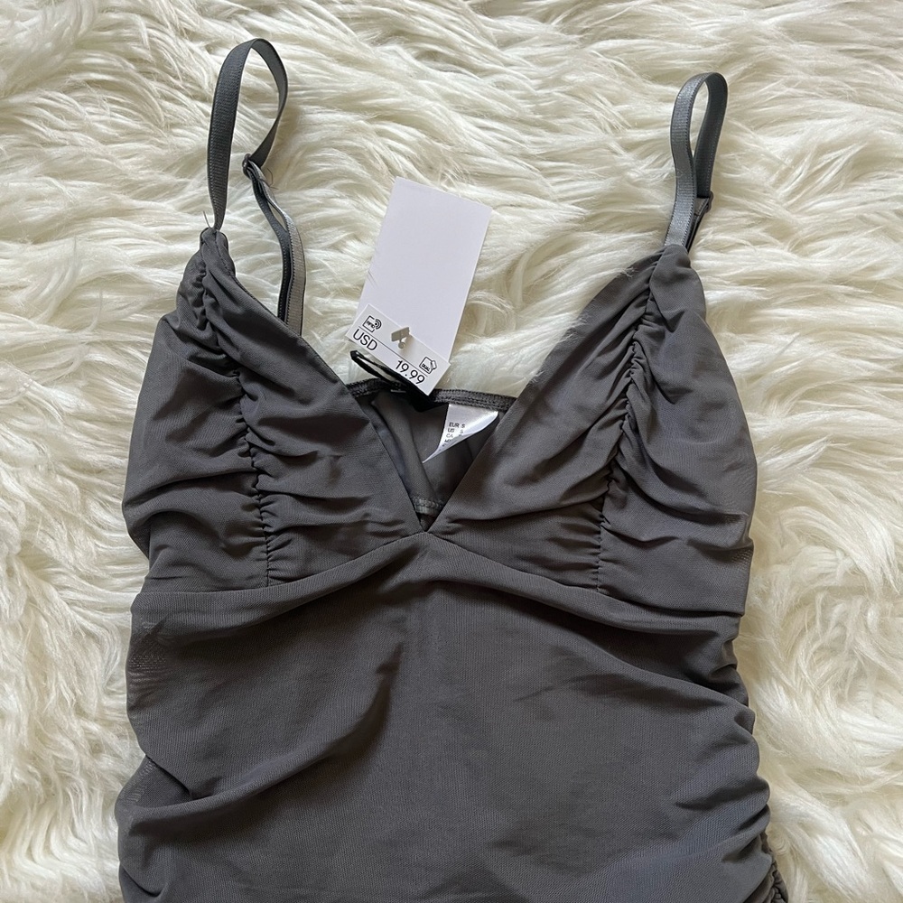 H&M Gray Ruched Spaghetti Strap Top - Picture 2 of 7
